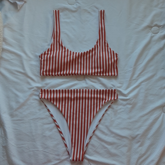 SHEIN Other - Orange and White striped Bikini